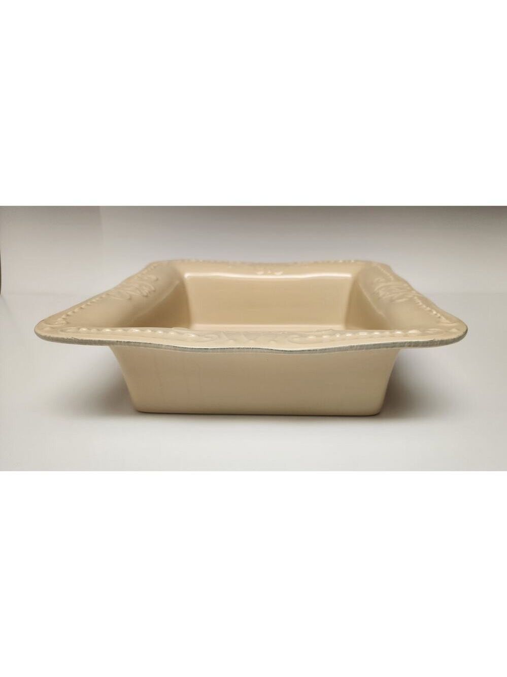 Isabella. Vintage Large Rectangular Beige Stoneware 12" Baking Dish Pan - Picture 2 of 6